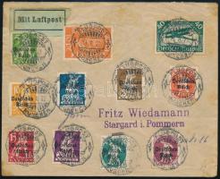 1922 Légi levél 11 db bélyeggel / Airmail cover with 11 stamps