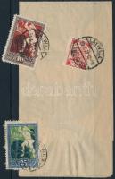 1921 Teljes címszalag Romániába 3 bélyeggel / Complete wrapper to Romania
