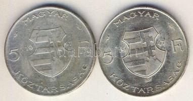 1947. 5Ft Ag "Kossuth" (2x) T:2,2/3