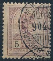 1900 Turul 5 K (13.000) (saroktörés, kis szakadás a bal oldalon / folded corner, small torn on the left side)