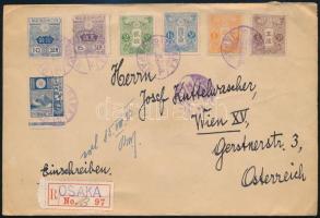 1923 Ajánlott levél 7 db bélyeggel Bécsbe / Registered cover to Vienna OSAKA