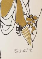 Szántó Piroska (1913-1998): Jelmezben. Szitanyomat, papír, utólagos jelzéssel, paszpartuban, 23×13,5...