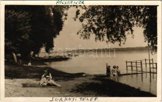 1941 Pócsmegyer, Surányi telep a Dunaparton, strand. photo