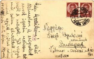 1938 Rogaska Slatina, Rohitsch-Sauerbrunn; men at restaurant teras, Tonka photo (kopott sarkak/ worn...