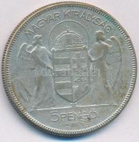 1930. 5P Ag "Horthy jobbra" T:VF,F patina Adamo P8