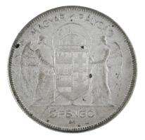 1930. 5P Ag "Horthy jobbra" T:VF patina Adamo P8