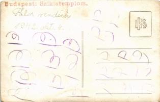 1942 Budapest XI. Sziklatemplom, harangtorony belső papokkal. photo