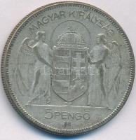 1930. 5P Ag "Horthy jobbra" T:VF patina Adamo P8