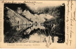 1904 Szováta, Sovata; Vörös sóstó a tiszta sóhegyekkel. Weinrich S. felvétele / salt lake with salt hills (EK)