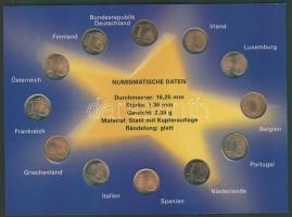 Európai Unió 1999-2002. 1c (12x) Euró-tagállamok pénzei, szettben, ismertetővel T:1