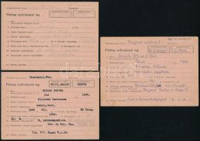 cca 1960 3 db párttag nyilvántartó lap