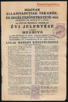 1937 Magyar Államvasutiak Takarék- és segélyszövetkezeté-nek 1937-ik üzletérve vonatkozó évi jelentése 40 p