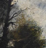 Jelzés nélkül: Favágók. Olaj, vászon, kissé sérült. 70x50 cm. Dekoratív, kissé sérült fakeretben