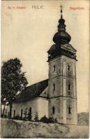 1912 Nagyrőce, Gross-Rauschenbach, Velká Revúca; Evangélikus templom / Lutheran church (ragasztónyom / glue marks)