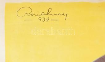 Baleset ellen védekezz. Plakát Róna Emy jelzett grafikájával. Klösz nyomda, ca 1930. 50x65 cm Restau...