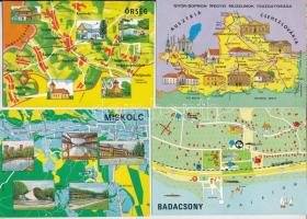 20 db MODERN magyar térképes képeslap / 20 modern Hungarian map postcards