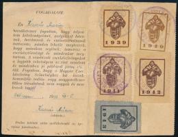 1939-43 Leánycserkész igazolvány bélyegekkel / Girl scout id