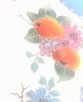 cca 1920/30, cseh, nagyméretű függő lámpa. Festett és savmaratott üveg, gyümölcsmintákkal díszítve, ...