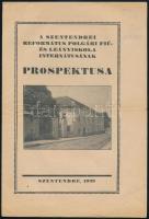 1939 A szentendrei ref, polgári fiú- és leányiskola internátusának prospektusa 8 p felvágatlan szekedással