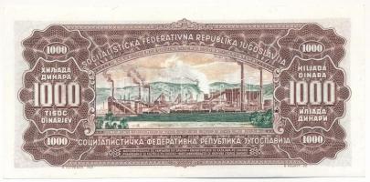 Jugoszlávia 1963. 1000D "CT447403" T:AU nagyobb sarokhajlás 
Yugoslavia 1963. 1000 Dinara...