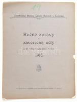 1913 Zsolna, Losonc, GYapjúárű, katonaposztó- és takarógyár zárszámadás + szlovák nyelvű zárszámadás