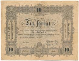 1848. 10Ft Kossuth bankó T:F,VG folt, lyuk, kisebb beszakadások, de erős papír Adamo G111