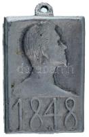 1942. Petőfi Sándor 1848 a Magyar Történelmi Emlékbizottság felkérésére Pátzay Pál által tervezett jelvény, alumínium változat, a jelvény tetején füllel (26x18mm) T:AU
