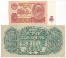 Vegyes: Csehszlovákia 1944. 100K + Szovjetunió 1961. 10R T:F Mixed: Czechoslovakia 1944. 100 Korún + Soviet Union 1961. 10 Rubles C:F