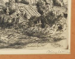 Tichy Kálmán (1888-1968): Halászbástya. Rézkarc, papír, jelzett. Üvegezett fakeretben, 30x39 cm