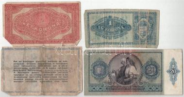 8db-os Korona- és Pengő bankjegytétel, közte 1946. 10.000.000AP fordított címerrel T:F-Pr