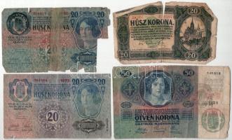 8db-os Korona- és Pengő bankjegytétel, közte 1946. 10.000.000AP fordított címerrel T:F-Pr