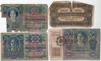 8db-os Korona- és Pengő bankjegytétel, közte 1946. 10.000.000AP fordított címerrel T:F-Pr