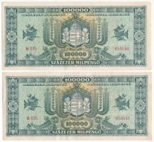 1946. 100.000MP (2x) sorszámkövető pár T:F szép papír Adamo P30