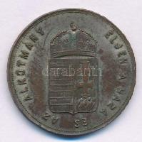 1867. "I. Ferenc József budai koronázására" ezüstözött fém koronázási zseton, "EMLÉK ...