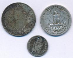 1848B 20kr Ag "V. Ferdinánd" + Amerikai Egyesült Államok 1953. 1/4$ Ag "Washington&qu...