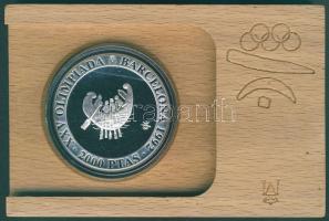 Spanyolország 1990. 2000P Ag "Olimpia-evezés" T:PP Eredeti fa díszdobozban!