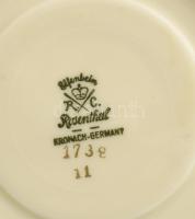 Rosenthal lilavirágos 10 darabos kávés-teás tétel: csészék, alátétek, cukros tálka. Jelzett, kis kop...