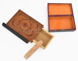 2 darab régebbi díszdoboz, az egyik könyv alakú titokdoboz, melyet a gerinc eltolásával lehet kinyit...