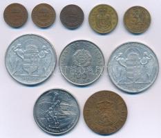 10db-os, főleg magyar érmékből álló tétel, benne 1934-1939. 1f bronz (3db, 2xklf) + 1943. 5P Al &quo...