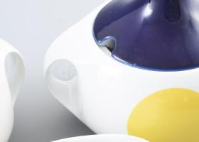 Royal Tettau space age stílusú 4 részes gyümölcsleves szervírozó szett. Jelzett, hibátlan, m: 18 cm ...