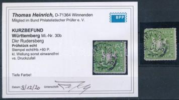 1865 Mi 30 Certificate: Heinrich (Mi EUR 350,-)
