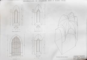 1993, Szentháromság-templom (Velemér) felújítási tervének tervrajzai. Diplomamunka. 13 darab klf mér...