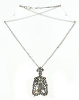 3 db bizsu nyaklánc, medálokkal (egyiptomi fejes, virágos, ametisztszínű köves)