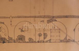 cca 1990, Mezőhegyesi Ménesbirtok, 18. major keresztistállójának felújítási tervrajzai. 5 darab terv...