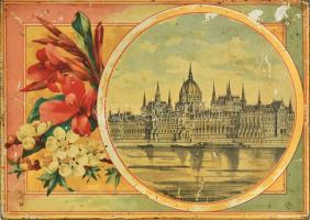 cca 1900 Rendkívül dekoratív szecessziós fémdoboz, Koob Géza csokoládé és cukorgyár reklámjával, az ...