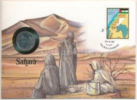 Szaharai Arab Demokratikus Köztársaság 1990. 50p Cu-Ni felbélyegzett borítékban, bélyegzéssel, német nyelvű leírással T:UNC Sharawi Arab Democratic Republic 1990. 50 Pesetas Cu-Ni in envelope with stamp and cancellation, with German language description C:UNC