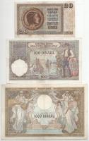 Jugoszlávia 1929. 100D "I. Sándor" vízjel + 1931. 1000D + 1936. 20D T:F
Yugoslavia 1929. ...