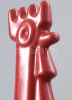 Piros kakas. 1960-as évek "art deco" Hungária iparművész kerámia. jelzett, kis kopással m:...