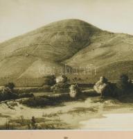 Tokaj hétszőlő szőlőbirtok régi metszet másolata, üvegezett keretben 33x20 cm Külső méret 44x33 cm