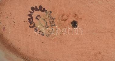 Retró kerámia illatgyertyatartó, irizáló mázzal, jelzett, kis kopásnyomokkal, h: 18 cm